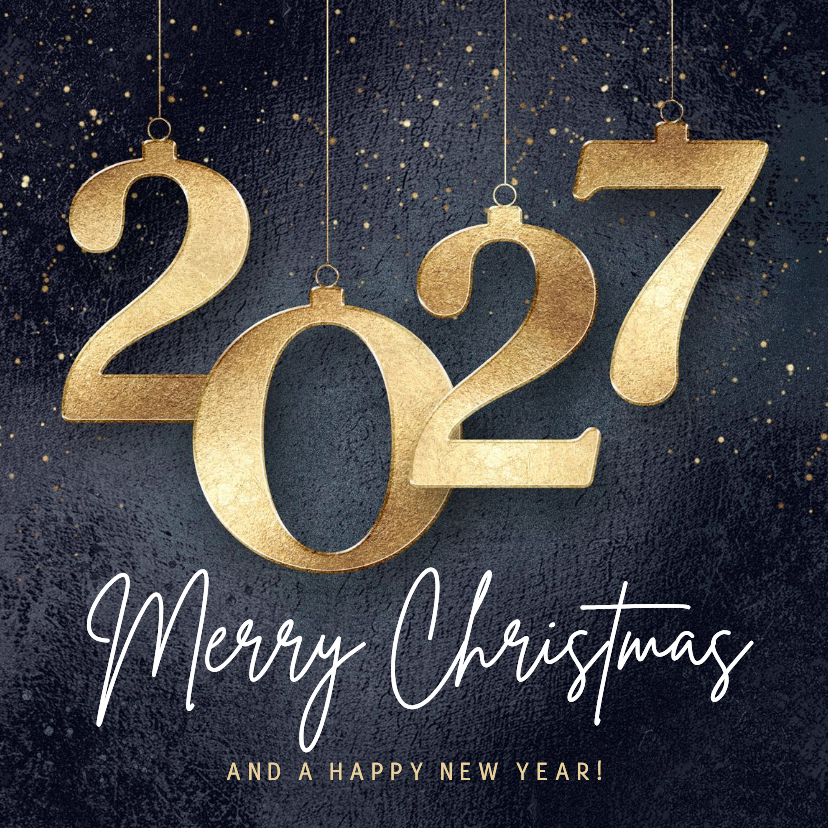 Moderne kerstkaart 2027 in goud - Kerstkaarten Kerstkaarten - Moderne kerstkaart 2027 in goud