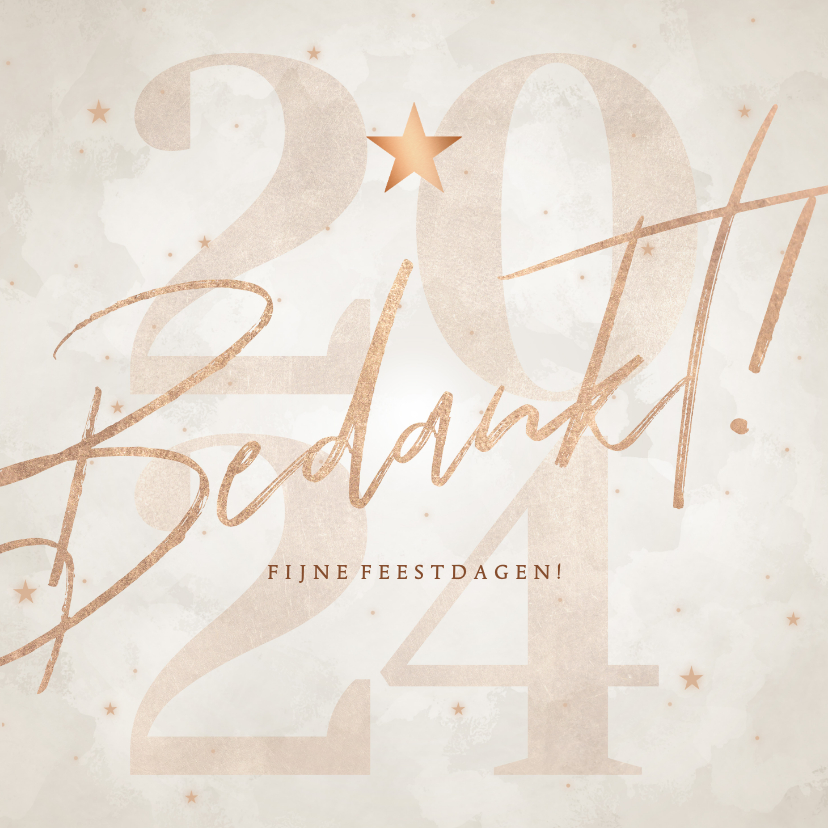 Kerstkaarten - Moderne kerstkaart bedankt met sterretjes en 2024