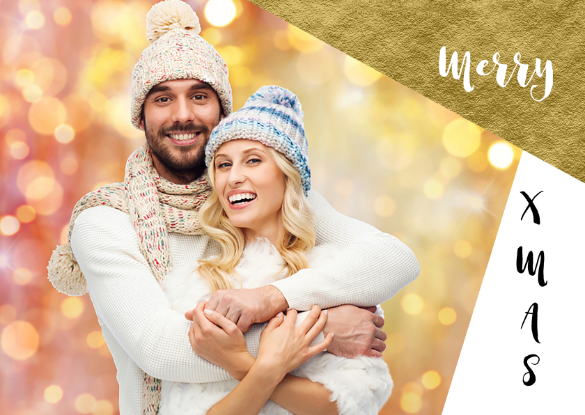 Moderne kerstkaart eigen foto grafisch goud - Kerstkaarten Kerstkaarten - Moderne kerstkaart eigen foto grafisch goud