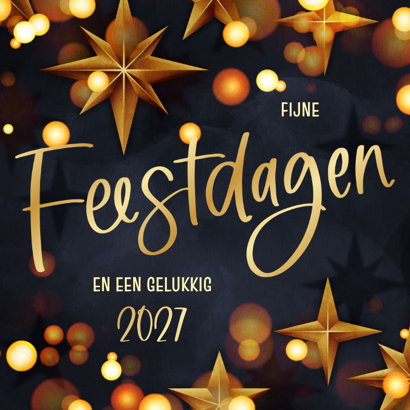 Moderne kerstkaart kerstster goud blauw - Kerstkaarten Kerstkaarten - Moderne kerstkaart kerstster goud blauw