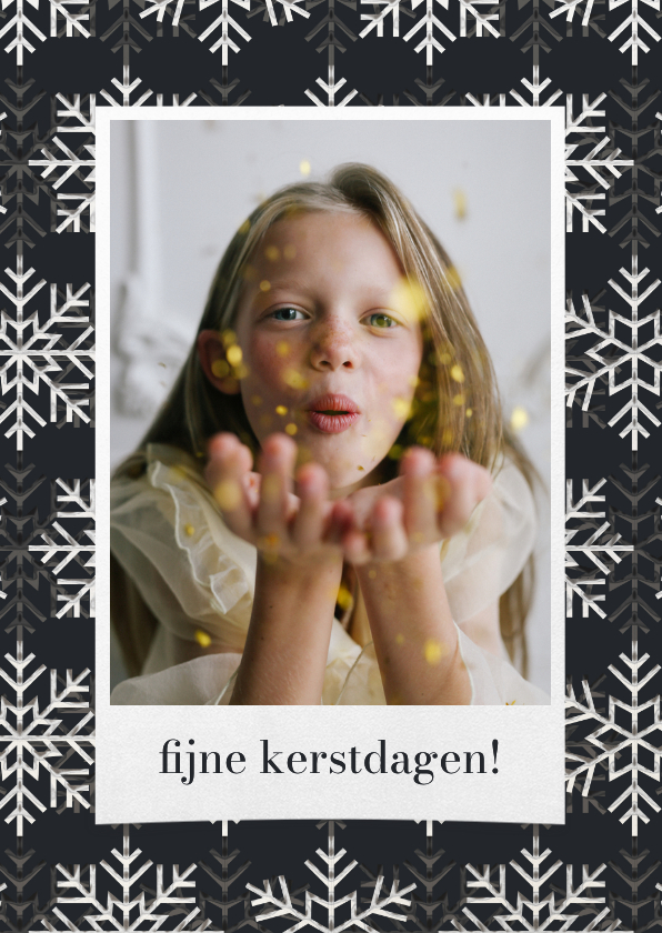 Moderne kerstkaart met foto en zilveren sneeuwvlokken - Kerstkaarten Kerstkaarten - Moderne kerstkaart met foto en zilveren sneeuwvlokken