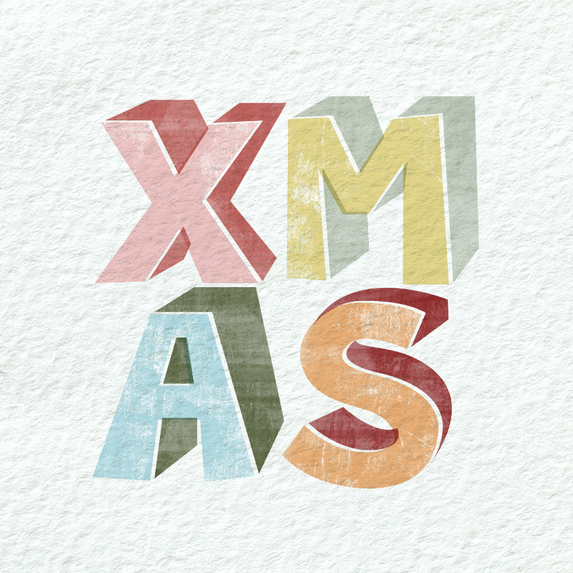Moderne kerstkaart met geïllustreerde tekst xmas - Kerstkaarten Kerstkaarten - Moderne kerstkaart met geïllustreerde tekst xmas