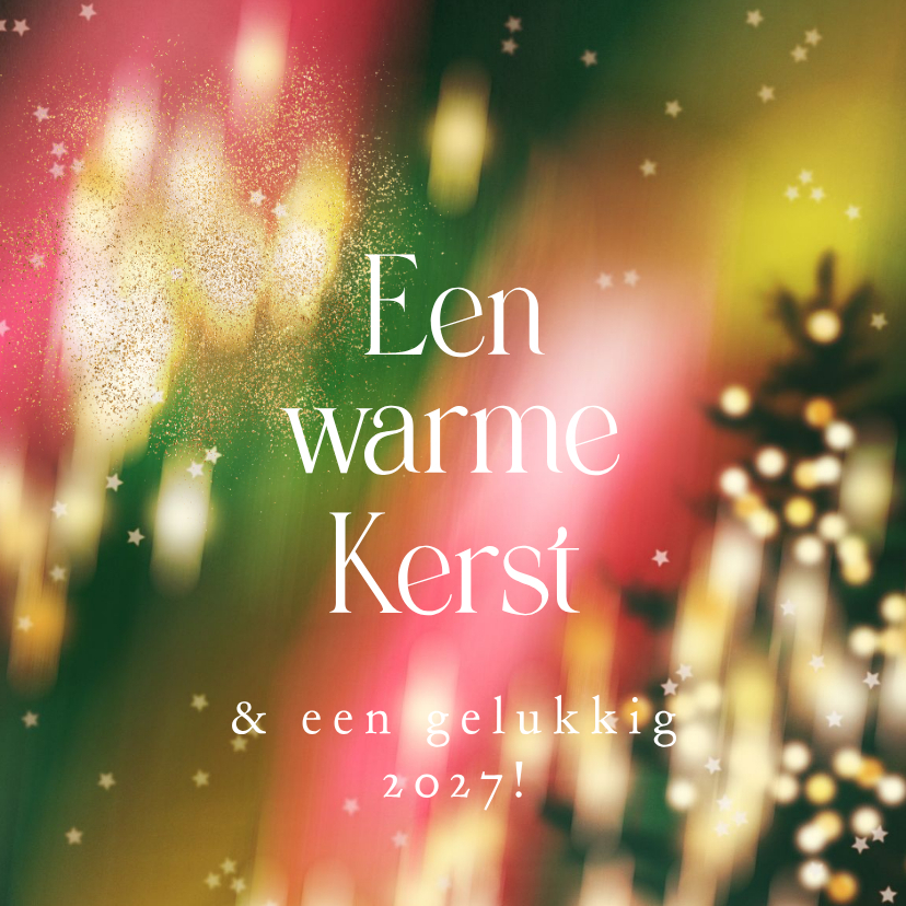 Moderne kerstkaart 'Warme Kerst' lichtjes kleurrijk sterren - Kerstkaarten Kerstkaarten - Moderne kerstkaart 'Warme Kerst' lichtjes kleurrijk sterren