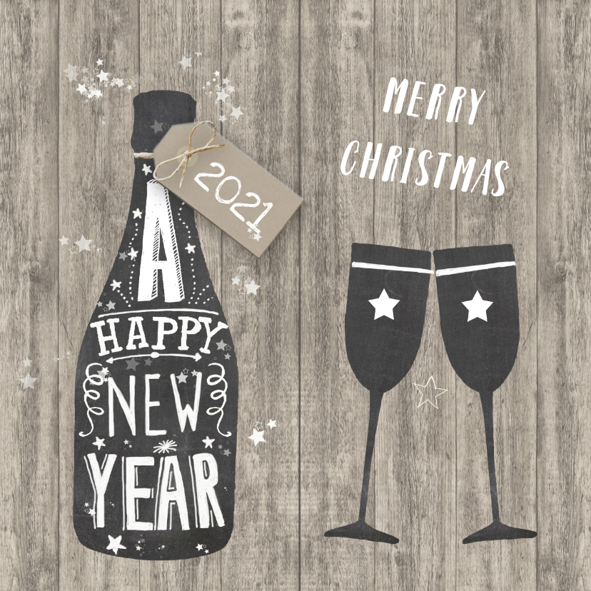 Nieuwjaar champagne - Kerstkaarten Kerstkaarten - Nieuwjaar champagne