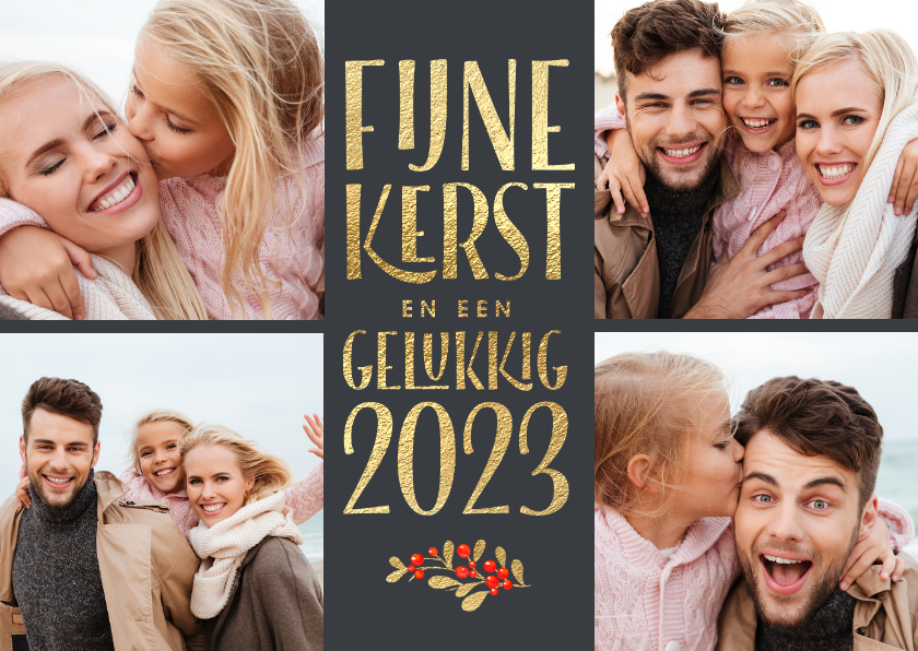 Originele foto kerstkaart 2023 collage donker Kaartje2go