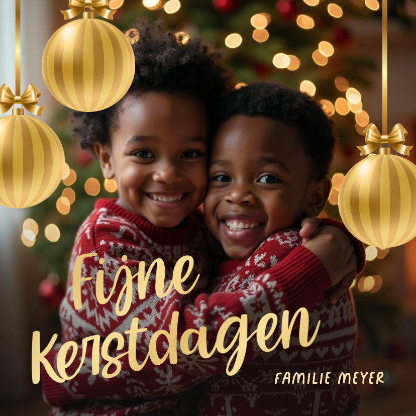 Originele kerstkaart met kerstballen en foto - Kerstkaarten Kerstkaarten - Originele kerstkaart met kerstballen en foto