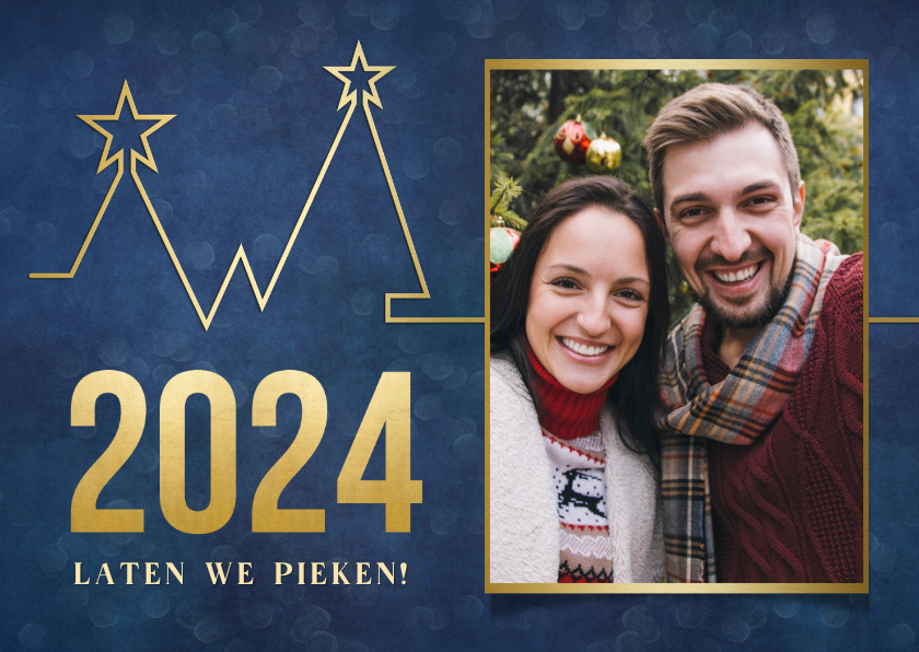 Kerstkaarten - Originele kerstkaart - pieken in 2024 met kerstboom grafiek