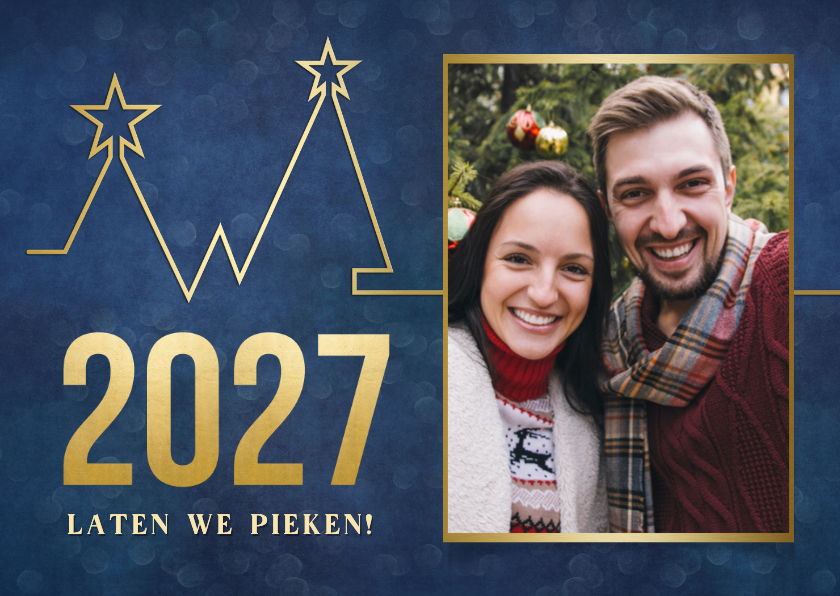 Originele kerstkaart - pieken in 2027 met kerstboom grafiek - Kerstkaarten Kerstkaarten - Originele kerstkaart - pieken in 2027 met kerstboom grafiek