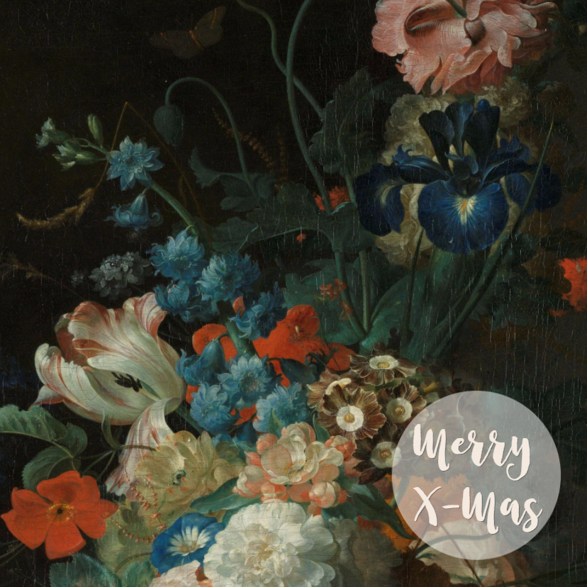 Prachtige kerstkaart met bloemenschilderij - Kerstkaarten Kerstkaarten - Prachtige kerstkaart met bloemenschilderij