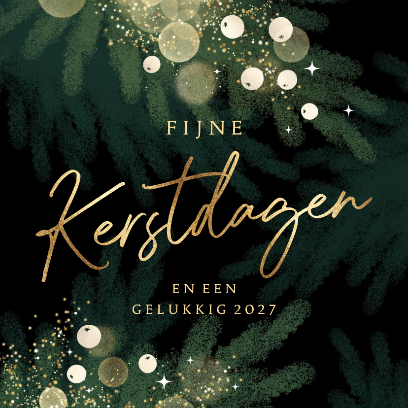 Prachtige kerstkaart met gouden letters en luxe lichtjes - Kerstkaarten Kerstkaarten - Prachtige kerstkaart met gouden letters en luxe lichtjes