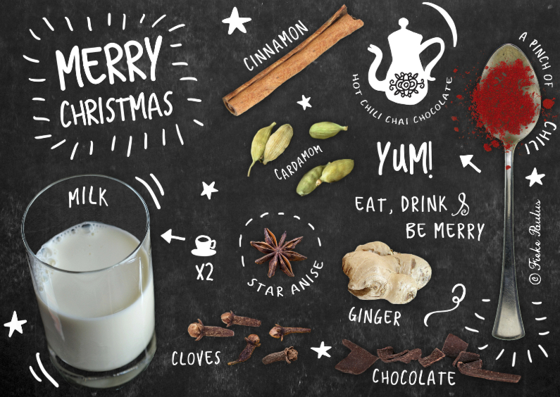 Recept op krijtbord - Kerstkaarten Kerstkaarten - Recept op krijtbord