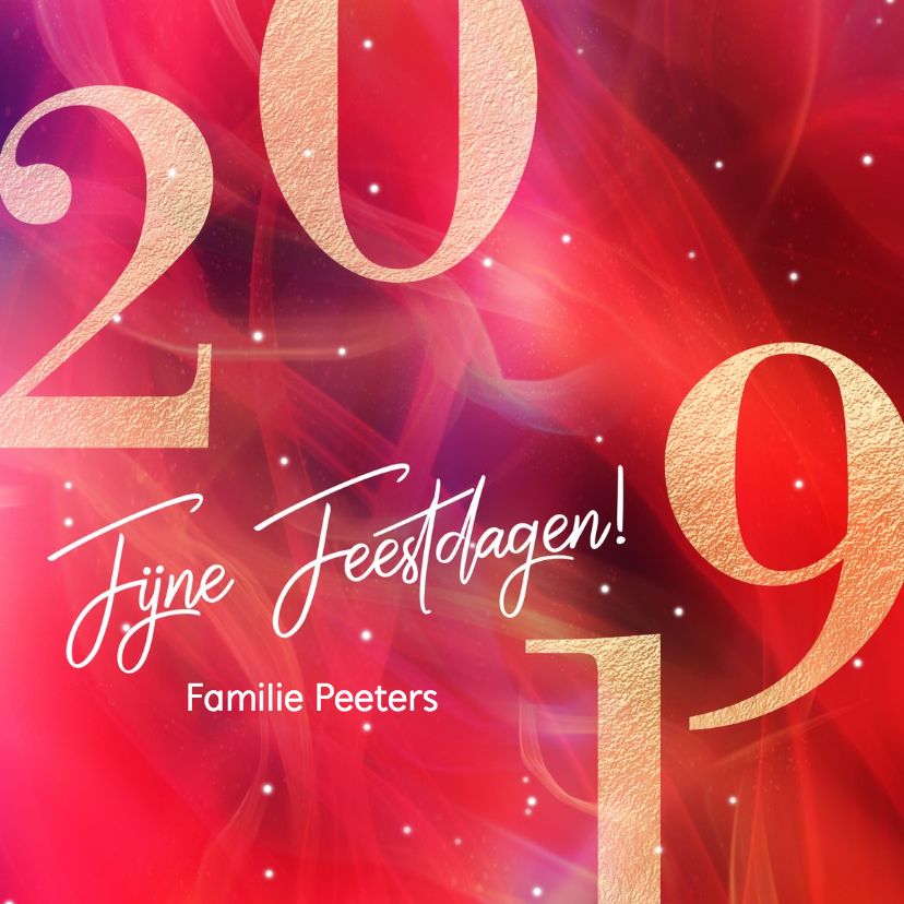 Rode kerstkaart 2019 goud - Kerstkaarten Kerstkaarten - Rode kerstkaart 2019 goud
