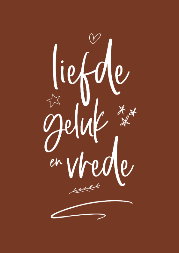 Roestbruine kerstkaart met handgeschreven teksten - Kerstkaarten Kerstkaarten - Roestbruine kerstkaart met handgeschreven teksten