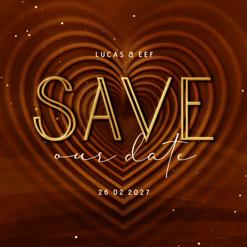 Save te date kaart met hart op achtergrond - Kerstkaarten Kerstkaarten - Save te date kaart met hart op achtergrond