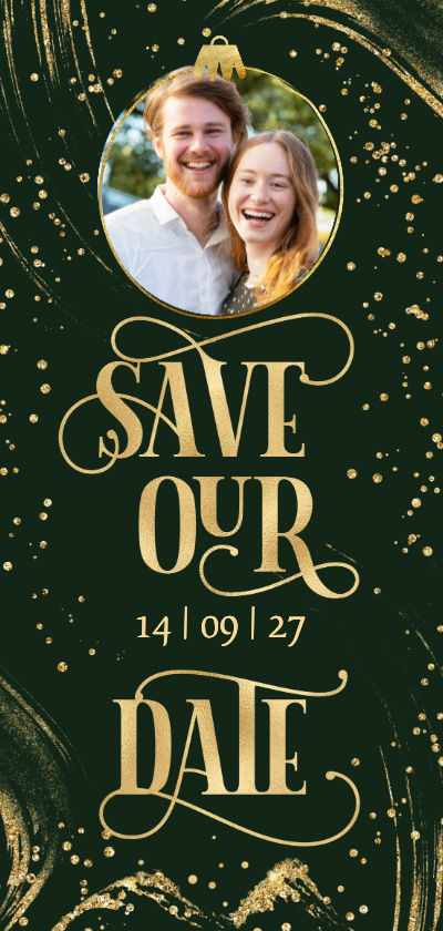 Save the date goudlook kerst foto sierlijke typografie - Kerstkaarten Kerstkaarten - Save the date goudlook kerst foto sierlijke typografie