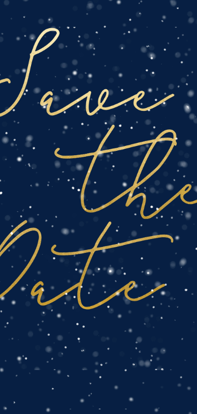 Kerstkaarten - Save the date kerstkaart met gouden tekst langwerpig