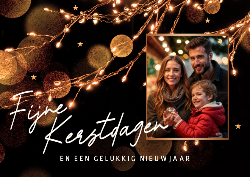 Kerstkaarten - Sfeervol kerstkaartje met foto en lichtjes