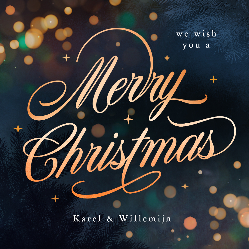 Sfeervolle kerstkaart Merry Christmas met sterren - Kerstkaarten Kerstkaarten - Sfeervolle kerstkaart Merry Christmas met sterren