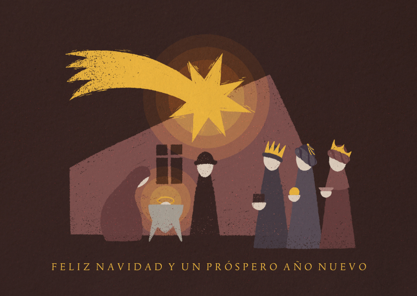 Kerstkaarten - Spaanse Christelijke kerstkaart met kerststal