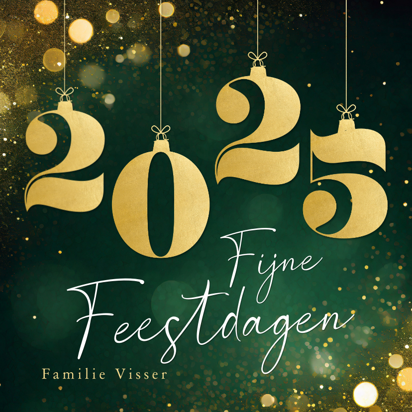 Sprankelende kerstkaartjes groen met gouden Kaartje2go