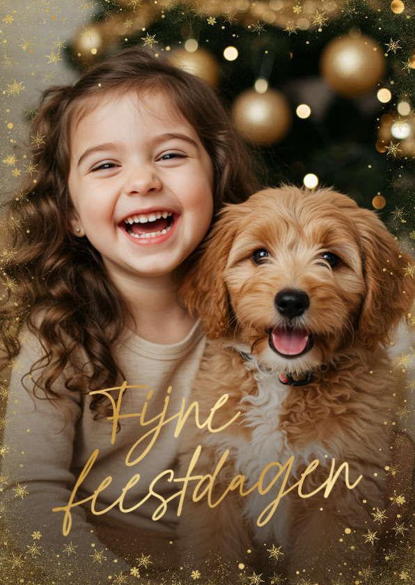 Stijlvol kerstkaartje eigen foto fijne feestdagen goud - Kerstkaarten Kerstkaarten - Stijlvol kerstkaartje eigen foto fijne feestdagen goud