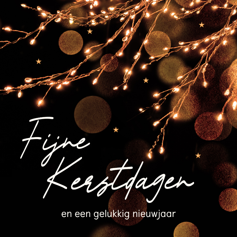 Kerstkaarten - Stijlvol kerstkaartje met kerst lichtjes in takken