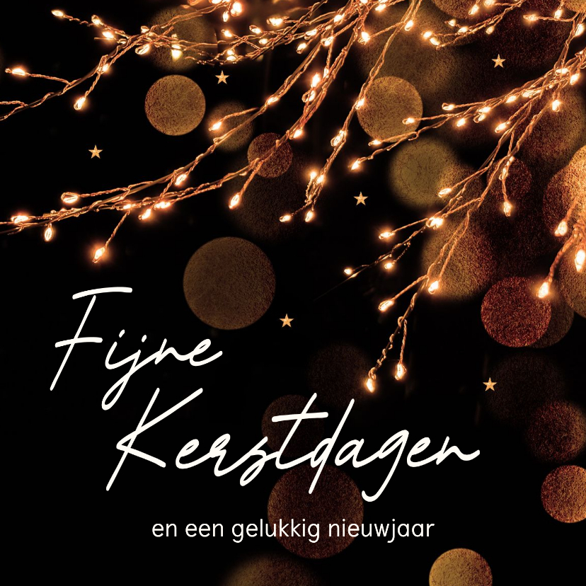 Kerstkaarten - Stijlvol kerstkaartje met kerst lichtjes in takken