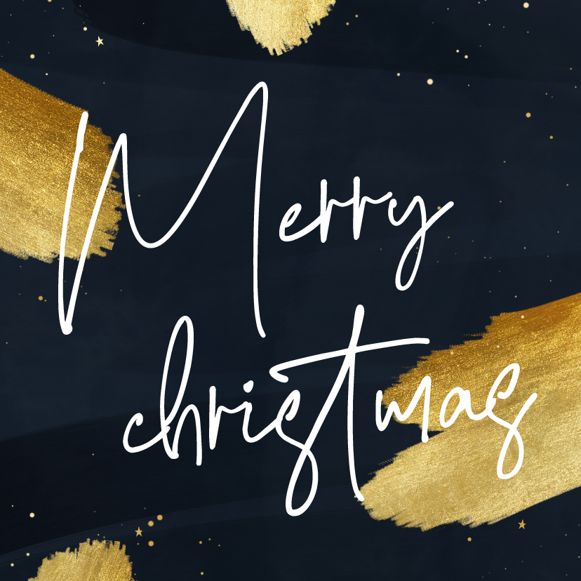 Kerstkaarten - Stijlvol kerstkaartje typografie Merry Christmas gouden verf