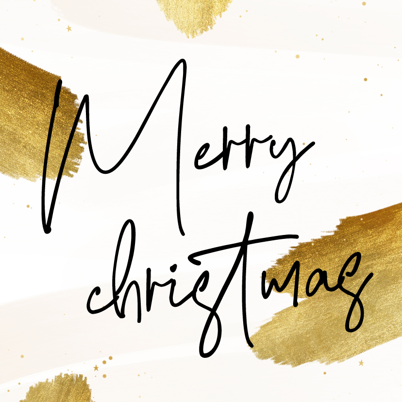 Kerstkaarten - Stijlvol kerstkaartje typografie Merry Christmas wit en verf