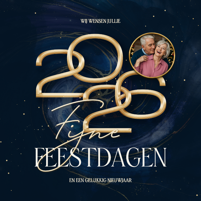 Kerstkaarten - Stijlvolle 2026 kerstkaart met marmer swirl