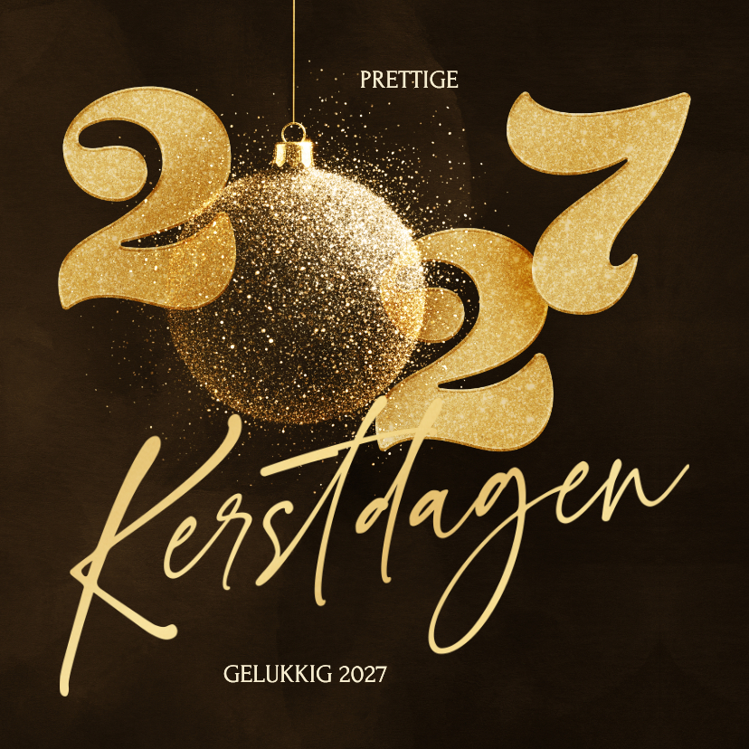 Stijlvolle 2027 kerstkaart met sprankelende kerstbal - Kerstkaarten Kerstkaarten - Stijlvolle 2027 kerstkaart met sprankelende kerstbal