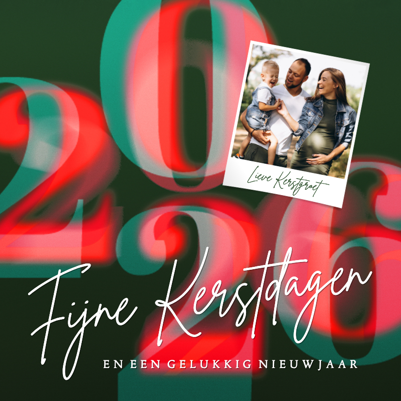 Stijlvolle foto kerstkaart 2026 groen - Kerstkaarten Kerstkaarten - Stijlvolle foto kerstkaart 2026 groen