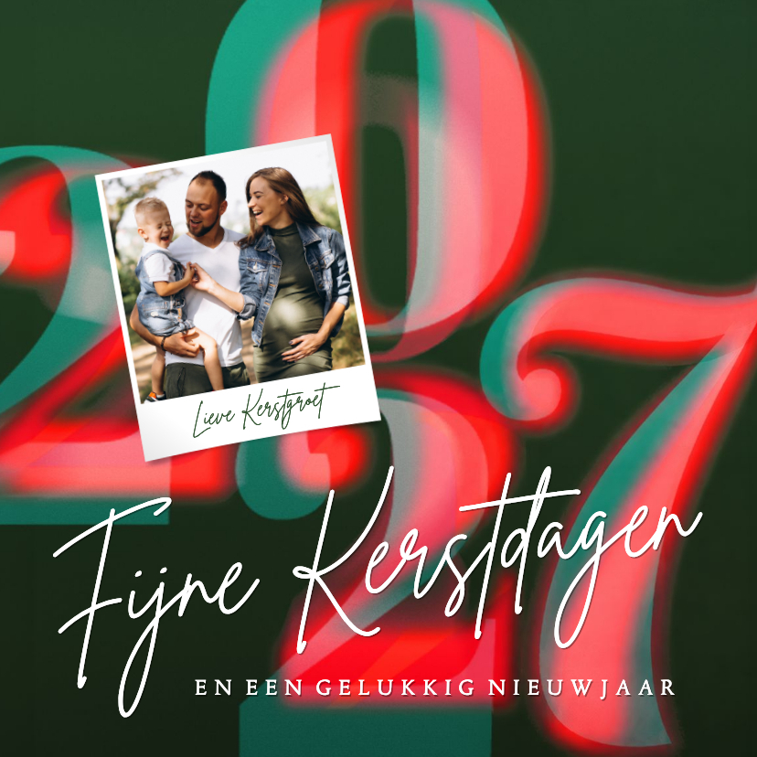 Stijlvolle foto kerstkaart 2027 groen - Kerstkaarten Kerstkaarten - Stijlvolle foto kerstkaart 2027 groen