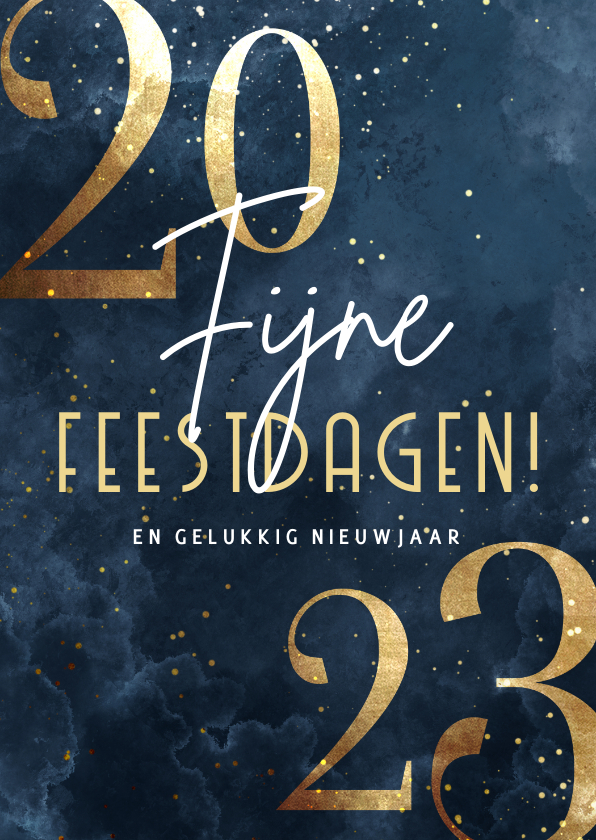 Stijlvolle kerstkaart 2022 goudlook met sparkles - Kerstkaarten Kerstkaarten - Stijlvolle kerstkaart 2022 goudlook met sparkles