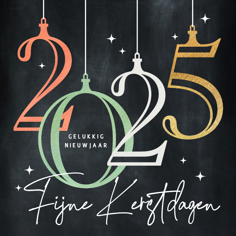 Stijlvolle kerstkaart 2025 kerstballen Kaartje2go
