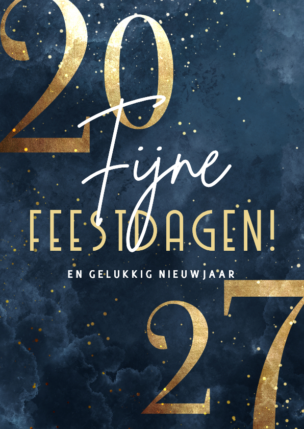 Stijlvolle kerstkaart 2027 goudlook met sparkles - Kerstkaarten Kerstkaarten - Stijlvolle kerstkaart 2027 goudlook met sparkles