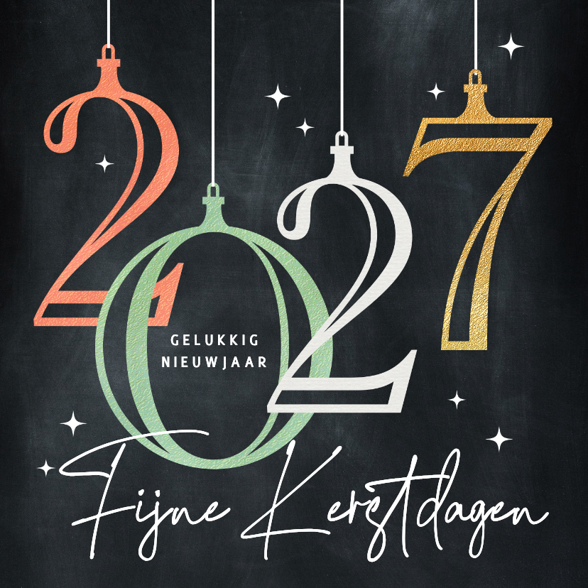 Kerstkaarten - Stijlvolle kerstkaart 2027 kerstballen