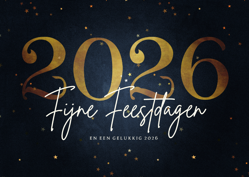 Stijlvolle kerstkaart fijne feestdagen gouden 2026 - Kerstkaarten Kerstkaarten - Stijlvolle kerstkaart fijne feestdagen gouden 2026