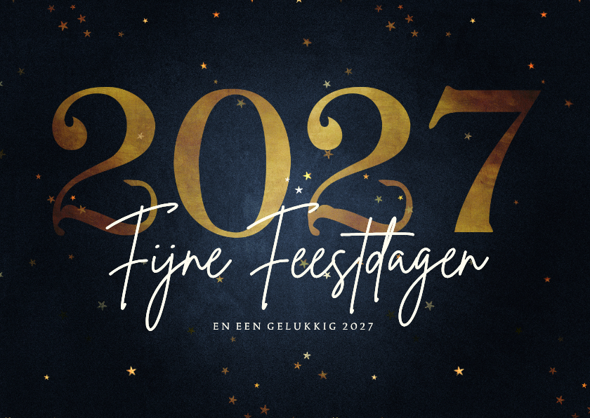 Stijlvolle kerstkaart fijne feestdagen gouden 2027 - Kerstkaarten Kerstkaarten - Stijlvolle kerstkaart fijne feestdagen gouden 2027