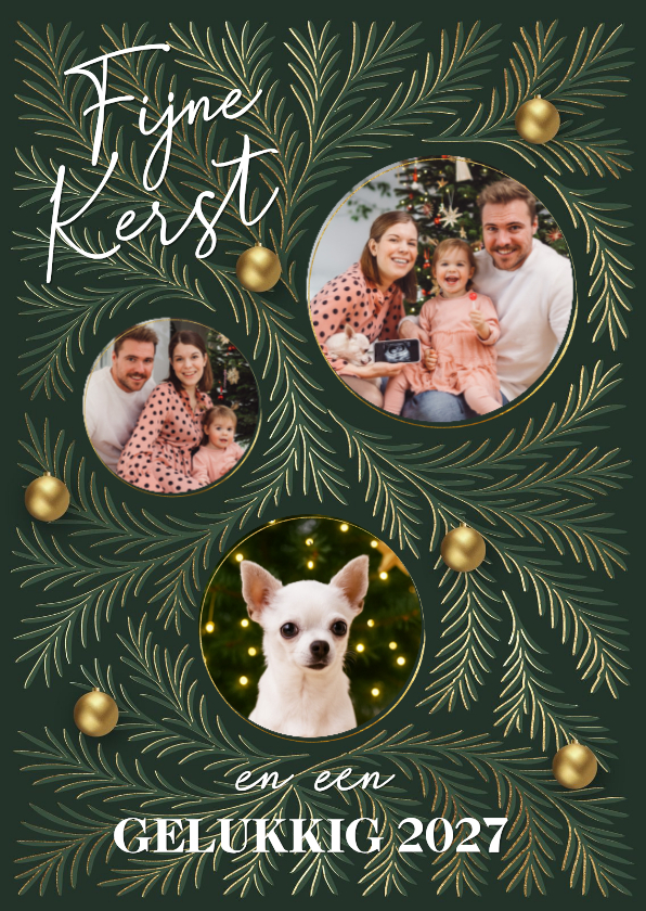 Stijlvolle kerstkaart met drie foto's - Kerstkaarten Kerstkaarten - Stijlvolle kerstkaart met drie foto's