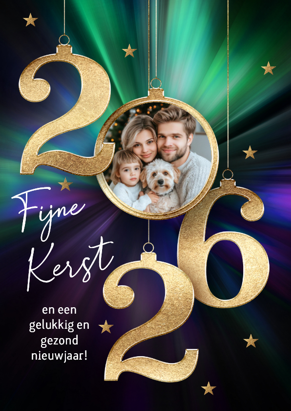 Stijlvolle kerstkaart met foto en 2026 - Kerstkaarten Kerstkaarten - Stijlvolle kerstkaart met foto en 2026