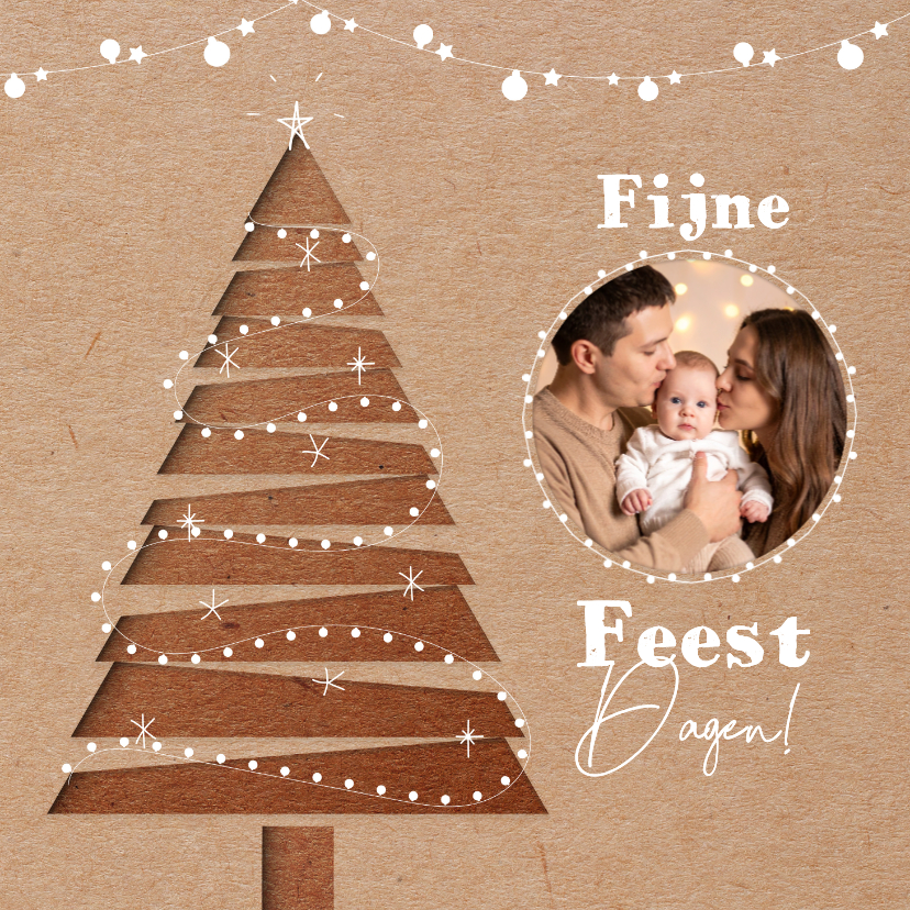 Stijlvolle kerstkaart met foto en 3d kraftpapier effect - Kerstkaarten Kerstkaarten - Stijlvolle kerstkaart met foto en 3d kraftpapier effect