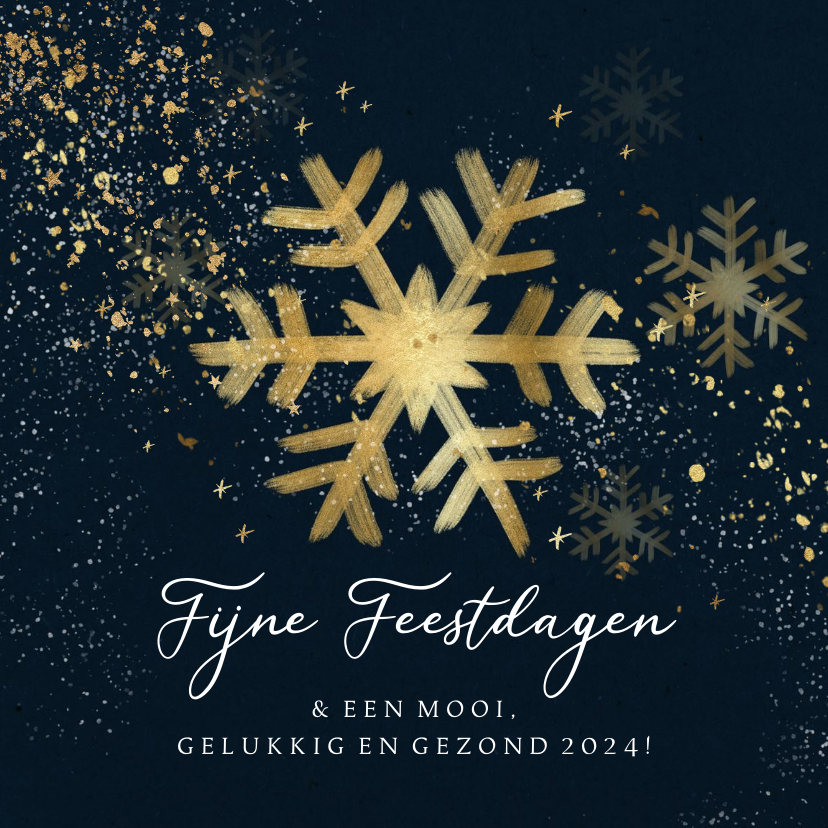 Stijlvolle kerstkaart met geschilderde kerstster goudlook - Kerstkaarten Kerstkaarten - Stijlvolle kerstkaart met geschilderde kerstster goudlook