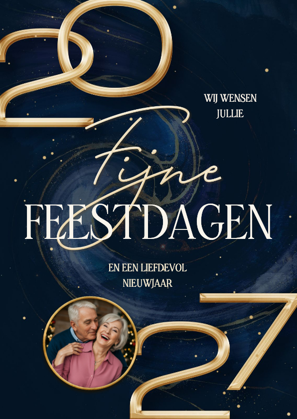 Stijlvolle kerstkaart met marmer swirl en groot jaartal - Kerstkaarten Kerstkaarten - Stijlvolle kerstkaart met marmer swirl en groot jaartal