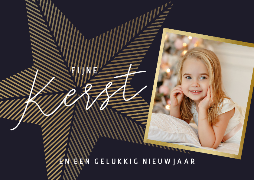 Kerstkaarten - Stijlvolle kerstkaart met retro kerstster en foto