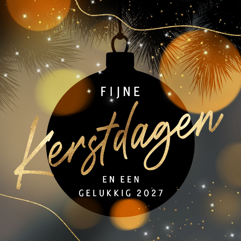 Stijlvolle Kerstkaart sfeer kerstbal lichtjes - Kerstkaarten Kerstkaarten - Stijlvolle Kerstkaart sfeer kerstbal lichtjes