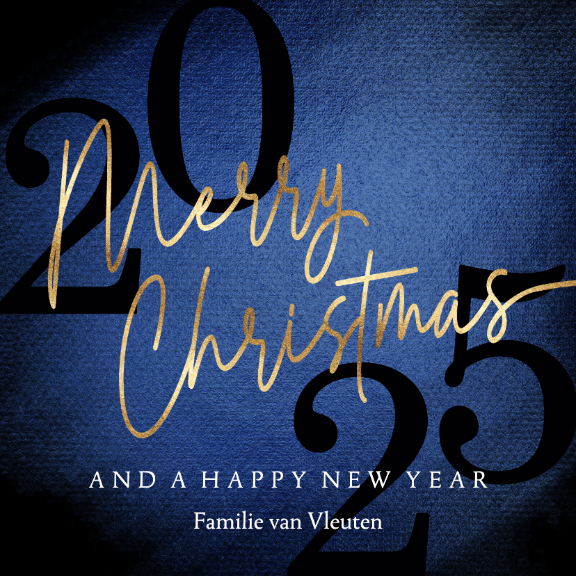 Stijlvolle kerstkaarten blauw 2025 Kaartje2go