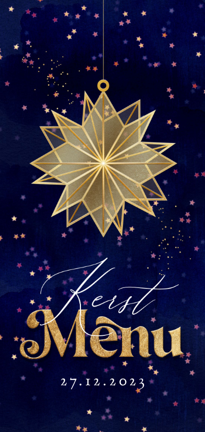 Stijlvolle menukaart kerst kerstster goud confetti - Kerstkaarten Kerstkaarten - Stijlvolle menukaart kerst kerstster goud confetti