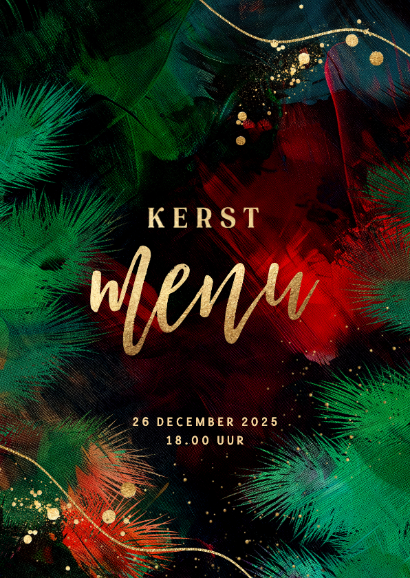 Stijlvolle menukaart kerst - Kerstkaarten Kerstkaarten - Stijlvolle menukaart kerst