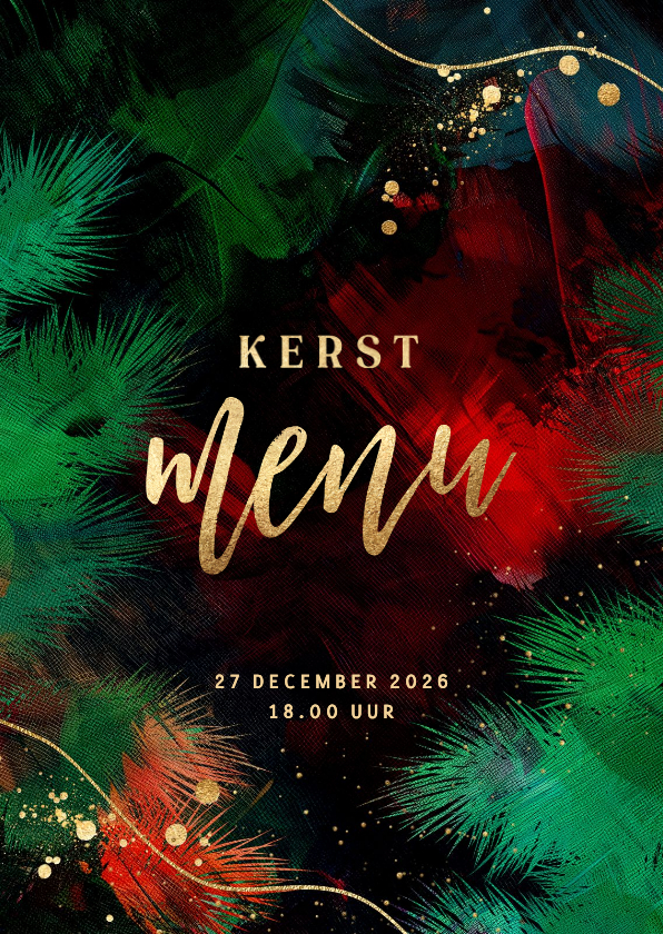 Kerstkaarten - Stijlvolle menukaart kerst